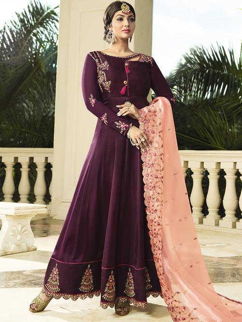 floral embroidered semi-stitched suit - 15852361 - Very Small Image - 1