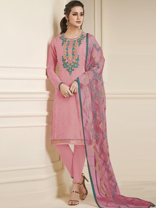 floral embroidered semi-stitched suit - 15852381 - Very Small Image - 1