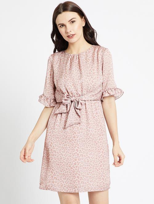front tie belted animal print dress - 15853263 - Very Small Image - 1