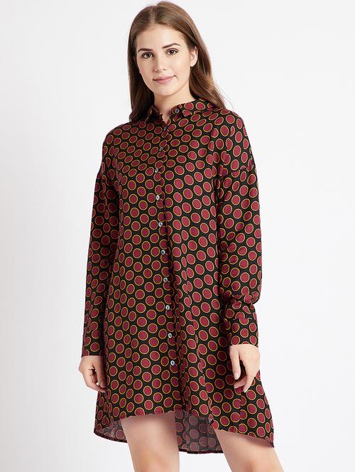 maroon asymmetric shirt dress - 15853293 - Very Small Image - 1