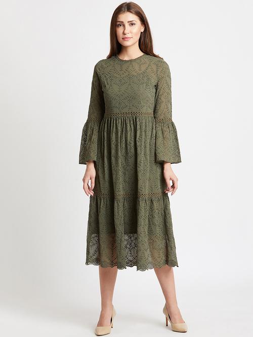 cut work bell sleeved dress - 15853303 - Very Small Image - 1