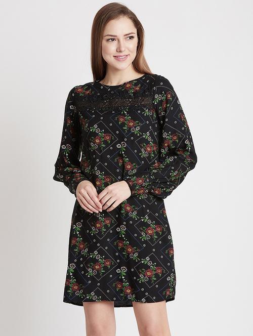 lace insert floral shift dress - 15853307 - Very Small Image - 1
