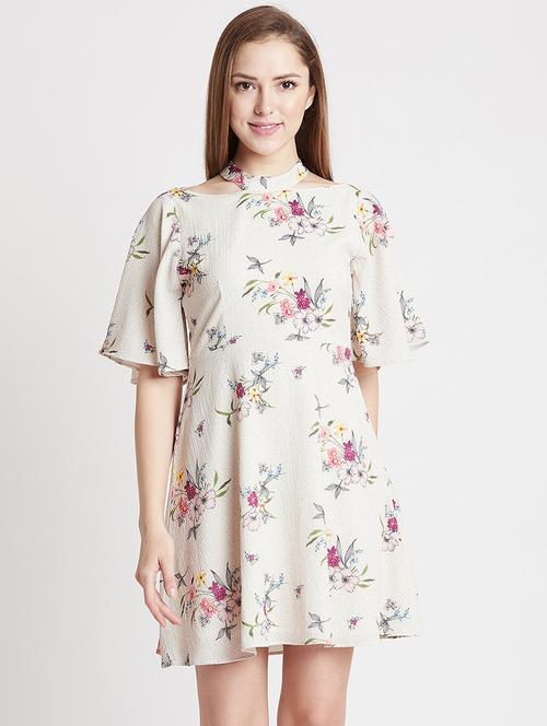floral choker neck flared dress - 15853318 - Very Small Image - 1
