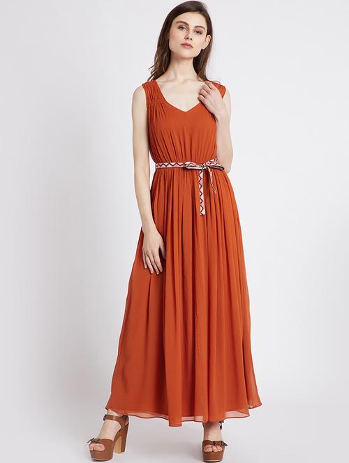 tie belted cut out back maxi dress - 15853323 - Very Small Image - 1