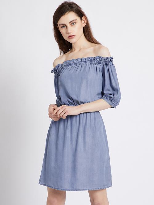 off shoulder blouson dress - 15853325 - Very Small Image - 1