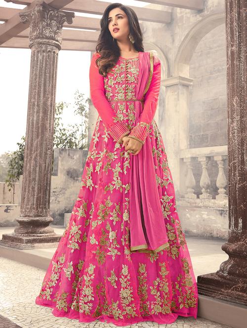 embroidered semi-stitched suit - 15853525 - Very Small Image - 1