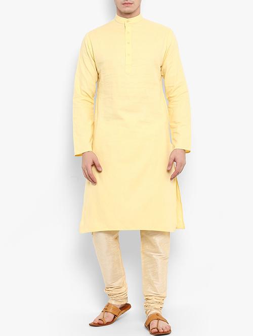 yellow solid long kurta - 15853864 - Very Small Image - 1