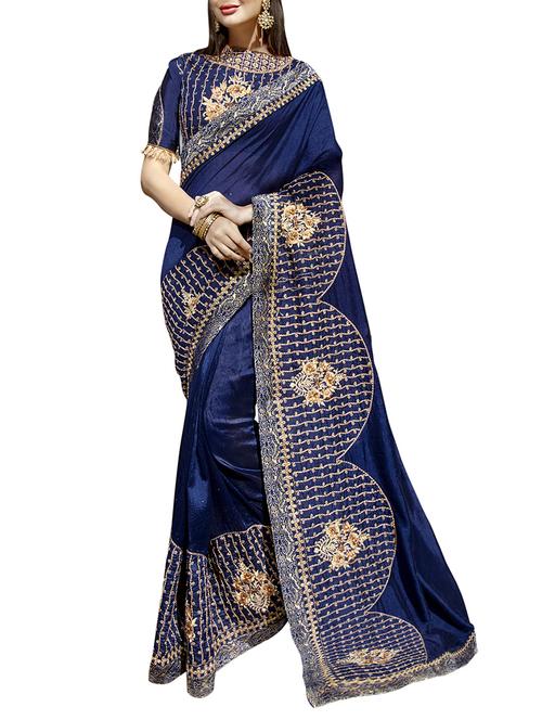 floral embroidered saree with blouse - 15854977 - Very Small Image - 1