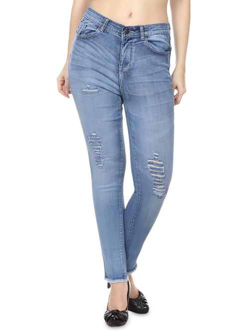 frayed hem distressed jeans - 15855154 - Very Small Image - 1