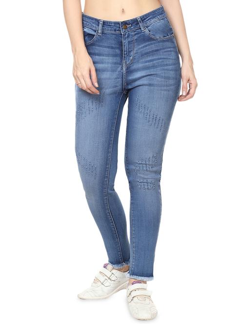 frayed hem distressed jeans - 15855157 - Very Small Image - 1