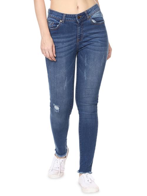 stone washed frayed hem jeans - 15855167 - Very Small Image - 1