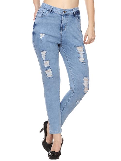 high waist distressed jeans - 15855177 - Very Small Image - 1