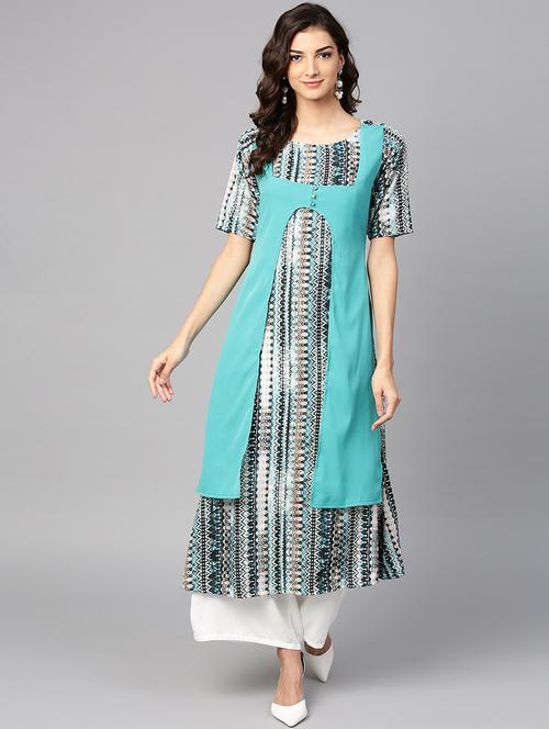 layered printed a-line kurta - 15855209 - Very Small Image - 1