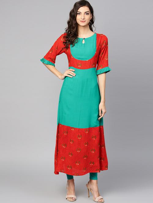 printed a-line kurta - 15855219 - Very Small Image - 1
