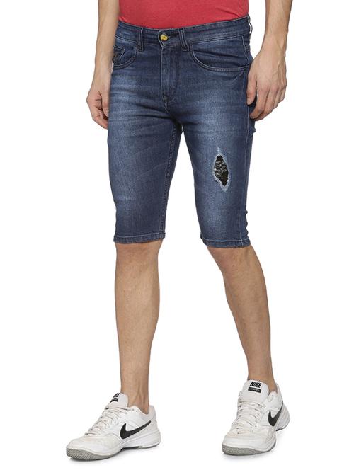 blue washed ripped denim shorts - 15856241 - Very Small Image - 1