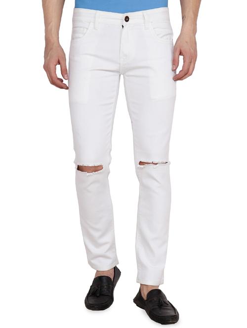 white denim slash knee jeans - 15856572 - Very Small Image - 1
