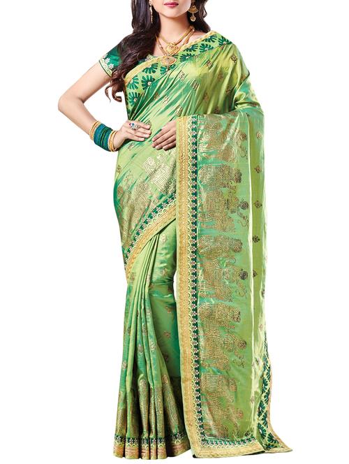foil printed embroidered saree with blouse - 15856807 - Very Small Image - 1