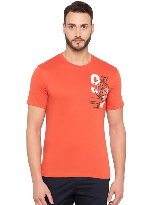 orange typographic chest print t-shirt - 15856918 - Very Small Image - 1