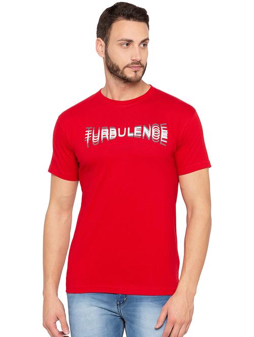 red typographic chest print t-shirt - 15856923 - Very Small Image - 1