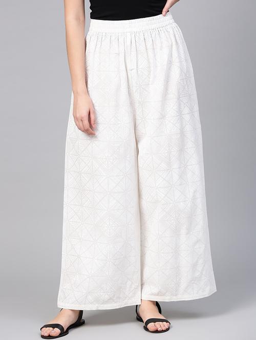 elasticated waist block print palazzo - 15857109 - Very Small Image - 1