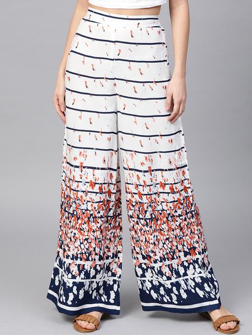 floral striped flared palazzo - 15857110 - Very Small Image - 1