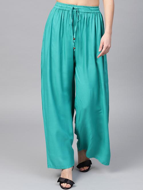 drawstring waist flared palazzo - 15857112 - Very Small Image - 1