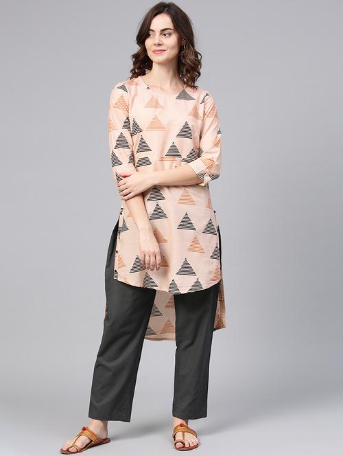 geometrical high low kurta - 15857127 - Very Small Image - 1