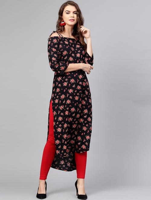 high low floral kurta - 15857145 - Very Small Image - 1