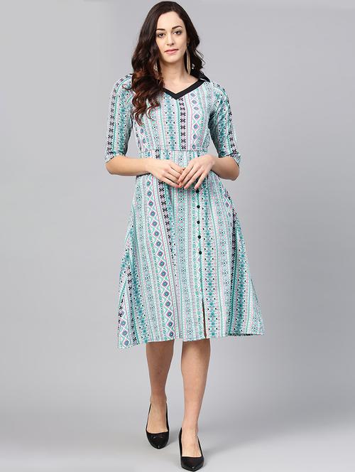 contrast collared aztec dress - 15857158 - Very Small Image - 1