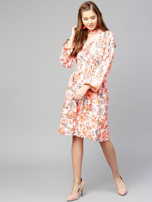 choker neck floral a-line dress - 15857164 - Very Small Image - 1