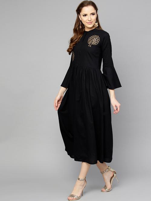 flared bell sleeves dress - 15857174 - Very Small Image - 1