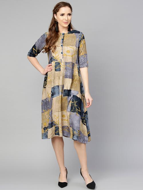 abstract button detail dress - 15857181 - Very Small Image - 1