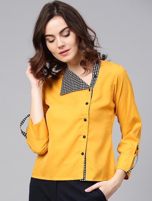 checkered paneled button up top - 15857200 - Very Small Image - 1