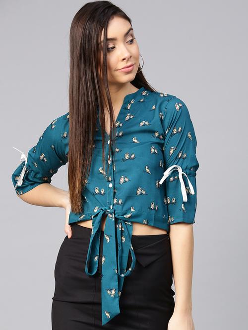 tie knot hem button up top - 15857204 - Very Small Image - 1