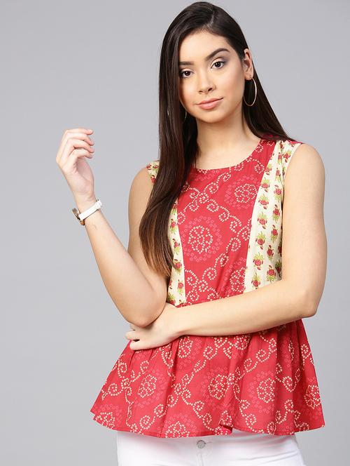floral paneled tied and dyed top - 15857208 - Very Small Image - 1