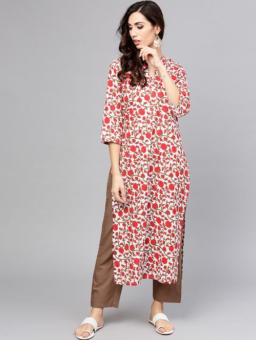 floral printed kurta with palazzo set - 15857250 - Very Small Image - 1