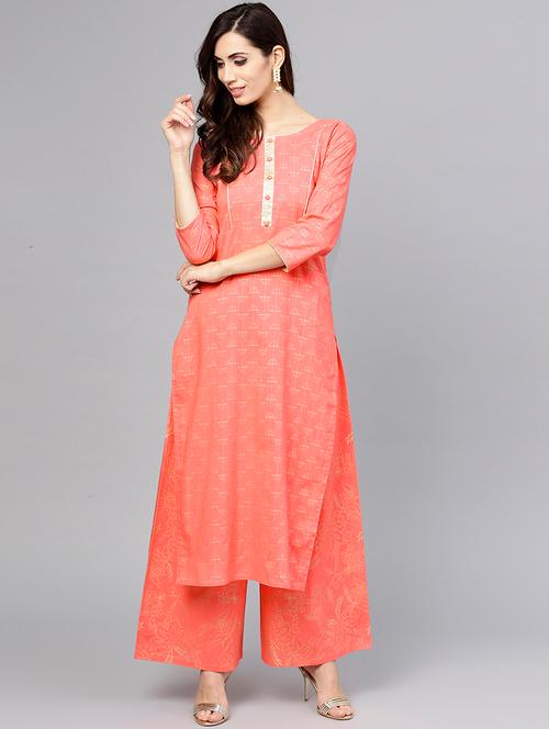 foil printed kurta palazzo set - 15857257 - Very Small Image - 1
