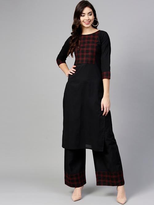 yoke design kurta with palazzo set - 15857270 - Very Small Image - 1