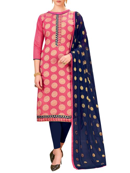 zari self-design unstitched churidaar suit - 15857377 - Very Small Image - 1