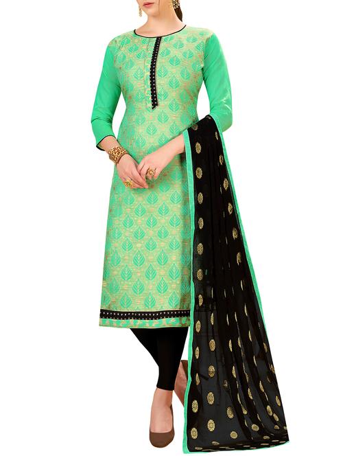 zari self-design unstitched churidaar suit - 15857381 - Very Small Image - 1