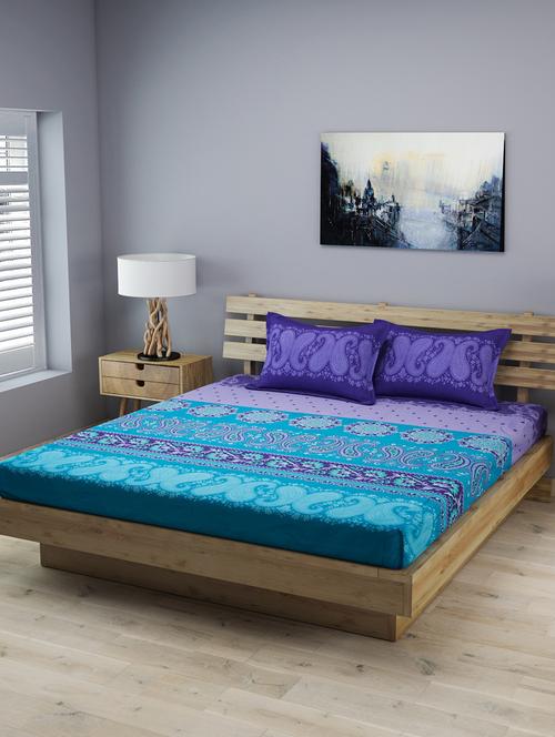 cotton double bedsheet with 2 pillow covers 210 tc, (108 inch x 108 inch) - 15857423 - Very Small Image - 1