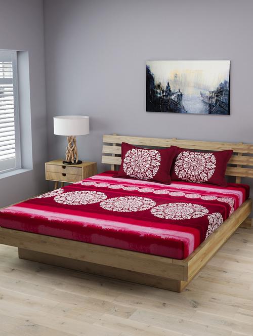 cotton double bedsheet with 2 pillow covers 210 tc, (108 inch x 108 inch) - 15857425 - Very Small Image - 1