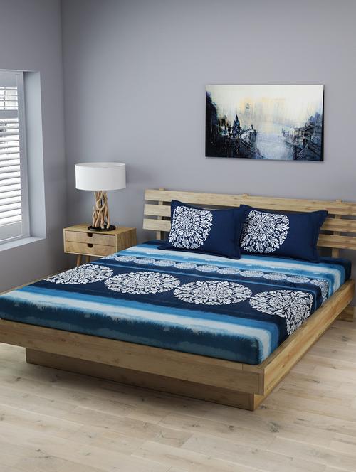 cotton double bedsheet with 2 pillow covers 210 tc, (108 inch x 108 inch) - 15857431 - Very Small Image - 1