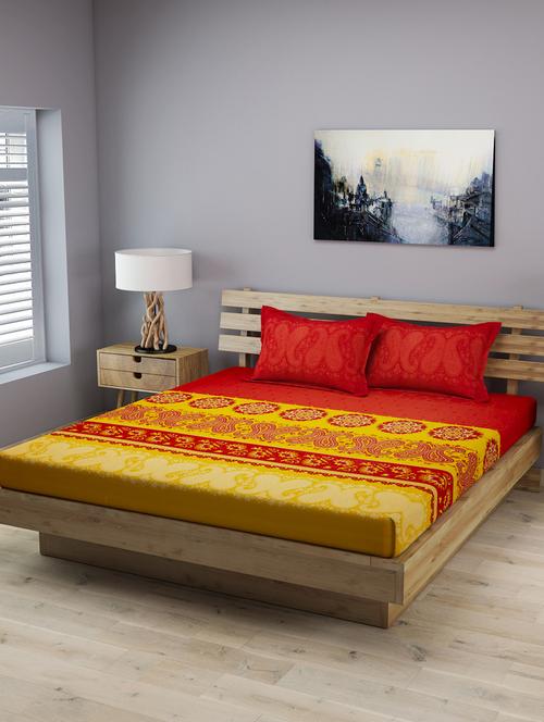 cotton double bedsheet with 2 pillow covers 210 tc, (108 inch x 108 inch) - 15857433 - Very Small Image - 1