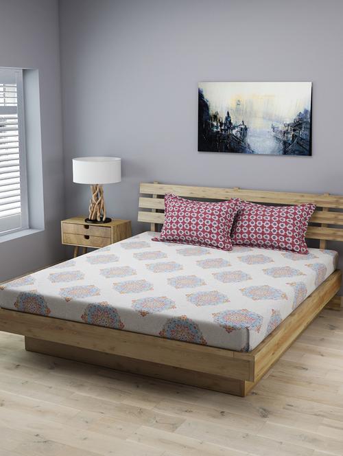 cotton double bedsheet with 2 pillow covers 210 tc, (108 inch x 108 inch) - 15857438 - Very Small Image - 1