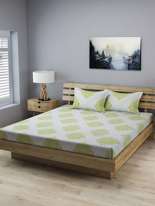 cotton double bedsheet with 2 pillow covers 210 tc, (108 inch x 108 inch) - 15857444 - Very Small Image - 1