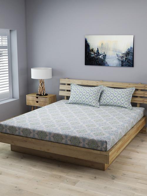 cotton double bedsheet with 2 pillow covers 210 tc, (108 inch x 108 inch) - 15857558 - Very Small Image - 1