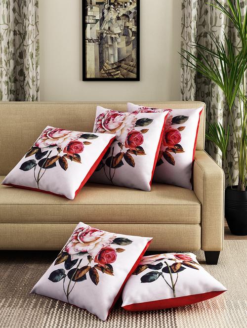 velvet floral printed cushion cover 16" x 16" set of 5 - 15858057 - Very Small Image - 1