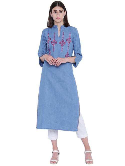 embroidered straight kurta - 15858271 - Very Small Image - 1