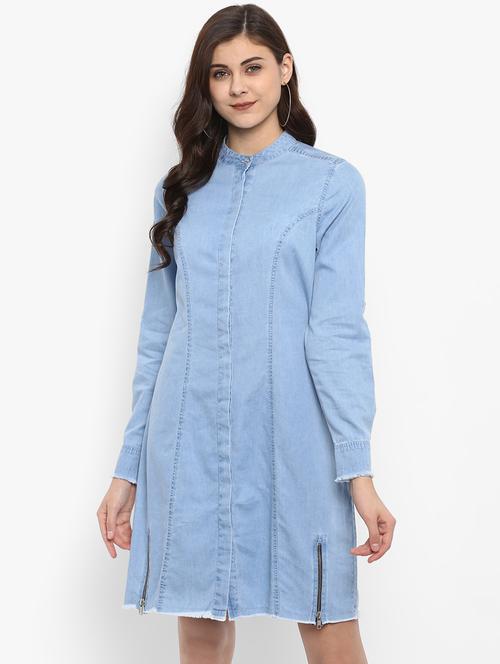 embroidered denim shirt dress - 15858342 - Very Small Image - 1